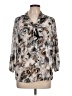 Studio Works 100% Polyester Silver 3/4 Sleeve Blouse Size L - photo 1