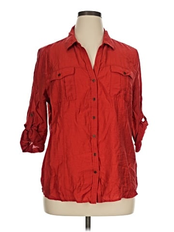 Roz & Ali 3/4 Sleeve Button-Down Shirt (view 1)
