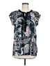 DR2 100% Rayon Paisley Blue Short Sleeve Blouse Size M - photo 1