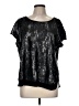 Trouve Metallic Black Short Sleeve Blouse Size M - photo 1