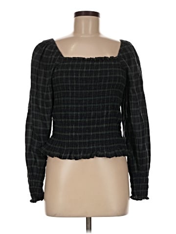 Madewell Lucie Bubble-Sleeve Smocked Top in Plaid (view 1)