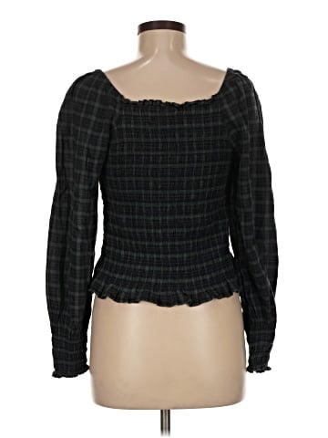Madewell Lucie Bubble-Sleeve Smocked Top in Plaid (view 2)