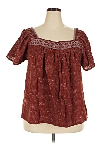 Madewell Plus Square-Neck Smocked Top in Dotted Vines (view 1)