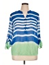 Apt. 9 100% Polyester Color Block Blue 3/4 Sleeve Blouse Size XL Petite - photo 1