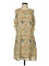 Signature Studio 100% Polyester Print Yellow Casual Dress Size S - photo 1