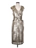 Connected Apparel Metallic Silver Cocktail Dress Size 4 - photo 1