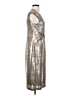 Connected Apparel Metallic Silver Cocktail Dress Size 4 - photo 4