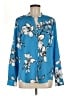 Calvin Klein 100% Polyester Floral Blue Long Sleeve Blouse Size M - photo 1