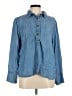 Lands' End 100% Lyocell Blue Long Sleeve Button-Down Shirt Size M (petite) - photo 1