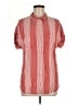 Evy's Tree Stripes Red Short Sleeve Blouse Size M - photo 1