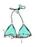 Raisins Chevron-herringbone Green Blue Swimsuit Top Size M - photo 2