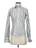 Petite Sophisticate 100% Cotton Stripes Silver Ivory Long Sleeve Blouse Size S - photo 1