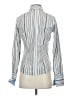 Petite Sophisticate 100% Cotton Stripes Silver Ivory Long Sleeve Blouse Size S - photo 2