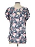 Bobeau Pink Blue Short Sleeve Blouse Size L - photo 2