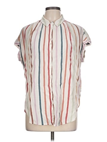 Madewell Gauze Central Tunic Shirt in Rainbow Stripe (view 1)