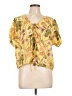 Rose + Olive Yellow Short Sleeve Blouse Size L - photo 1