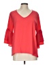 KLD Signature 100% Polyester Red 3/4 Sleeve Blouse Size L - photo 1