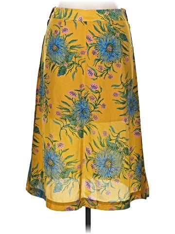 Madewell Silk Side-Button Skirt in Painted Blooms (view 2)