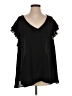 Les Serein 100% Polyester Black Short Sleeve Blouse Size S - photo 1