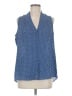 Rose + Olive 100% Polyester Polka Dots Blue Sleeveless Blouse Size M - photo 1