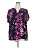 Torrid 100% Polyester Floral Purple Short Sleeve Blouse Size 3X Plus (3) - photo 1