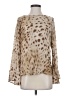 L'Agence 100% Silk Animal Print Tan Long Sleeve Silk Top Size XS (0) - photo 1