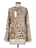 L'Agence 100% Silk Animal Print Tan Long Sleeve Silk Top Size XS (0) - photo 2