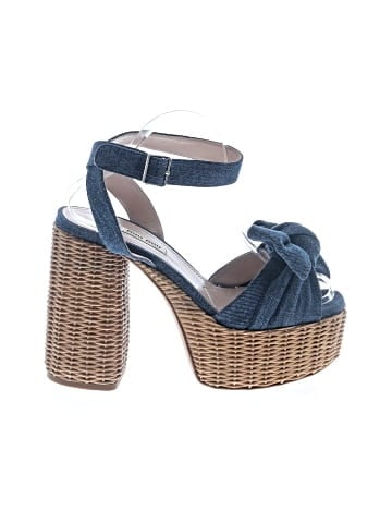 Miu Miu Denim 95mm Platform Sandals (view 1)