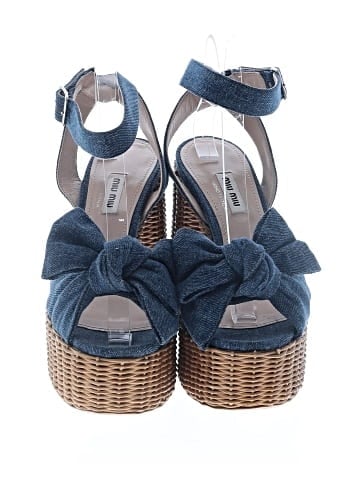 Miu Miu Denim 95mm Platform Sandals (view 2)