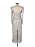 Mac Duggal 100% Polyester Paisley Silver Ivory Cocktail Dress Size 2 - photo 2