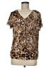Alfred Dunner Animal Print Brown Short Sleeve Blouse Size M (petite) - photo 1