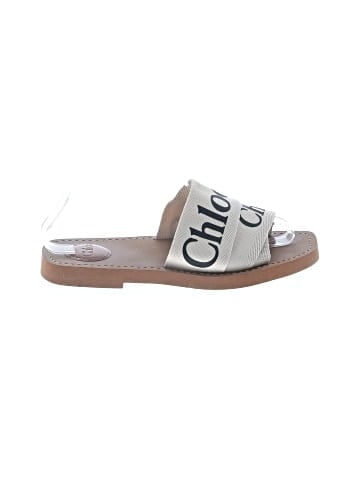 Chloé Woody Flat Logo Ribbon Slide Sandals (view 1)