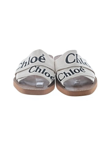 Chloé Woody Flat Logo Ribbon Slide Sandals (view 2)