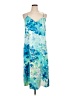 Connected Apparel 100% Polyester Tropical Blue Casual Dress Size 14 - photo 1