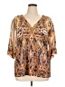 One World Gold Short Sleeve Blouse Size 1X - photo 1