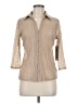 Absolutely Famous Metallic Tan 3/4 Sleeve Button-Down Shirt Size M - photo 1