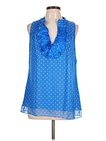 Blue Tassel Sleeveless Silk Top (view 1)