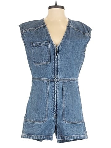 Madewell Zip-Front Romper: TENCEL&trade; Denim Edition (view 1)