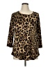 JM Collection Animal Print Brown 3/4 Sleeve Blouse Size 0X - photo 1