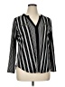 JM Collection Stripes Black Long Sleeve Blouse Size 0X - photo 1