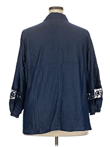 Unique Spectrum 3/4 Sleeve Button-Down Shirt (view 2)