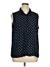 Anne Klein Polka Dots Blue Sleeveless Button-Down Shirt Size XL - photo 1