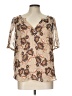 Ann Taylor LOFT 100% Polyester Brown Short Sleeve Blouse Size L - photo 1