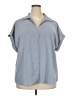 Shein Curve 100% Polyester Color Block Gray Short Sleeve Blouse Size 4X - photo 1