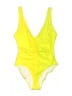 Solid & Striped Graphic Yellow One Piece Swimsuit Size L - photo 1