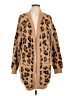 Just Fab Animal Print Brown Tan Cardigan Size L - photo 1