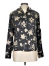 Tahari 100% Silk Floral Black Long Sleeve Silk Top Size 10 - photo 1