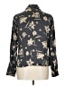 Tahari 100% Silk Floral Black Long Sleeve Silk Top Size 10 - photo 2