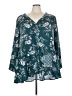 Roaman's 100% Polyester Teal 3/4 Sleeve Blouse Size 30 - photo 1