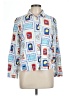 Ann Taylor LOFT Print Blue Long Sleeve Button-Down Shirt Size Lg Petite - photo 1